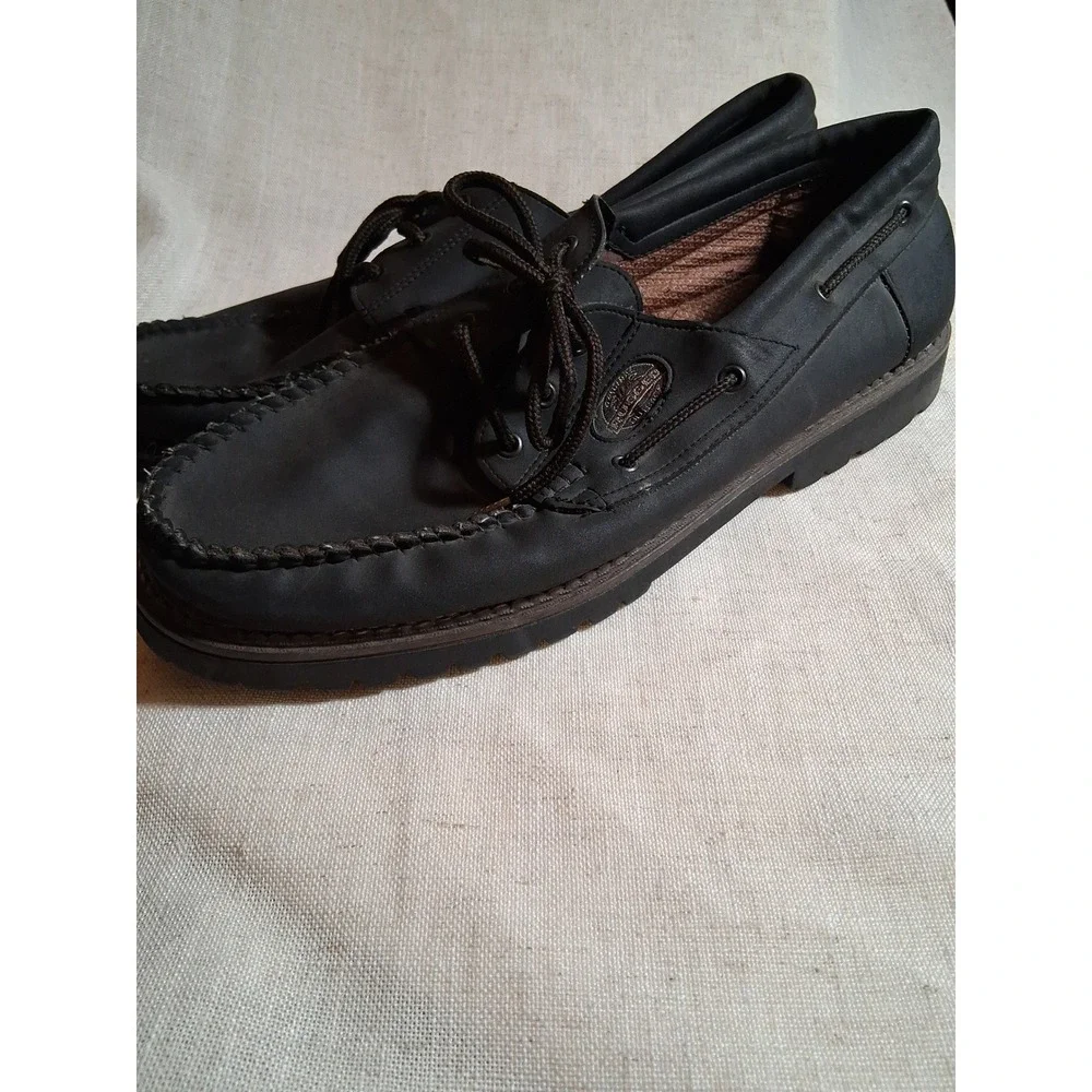 Rugged Outback Mens Black Boat Shoes‎ Loafers Wide Width Size 13W Lug Sole